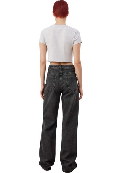 Kadın Yüksek Bel Geniş Paça Denim Pantolon Fonksiyonel Dayanıklı Kaliteli Konforlu Estetik indirimleri