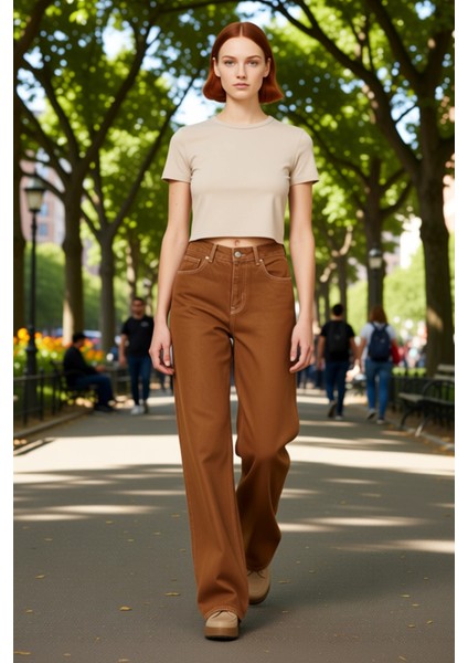 Kadın Vintage Yıkama Geniş Paça Denim Pantolon Fonksiyonel Dayanıklı Kaliteli Konforlu Şık modelleri