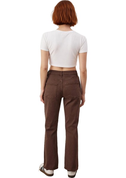 Kadın Yüksek Bel Flare Kesim Jean Pantolon Fonksiyonel Dayanıklı Kaliteli Konforlu Estetik indirimleri