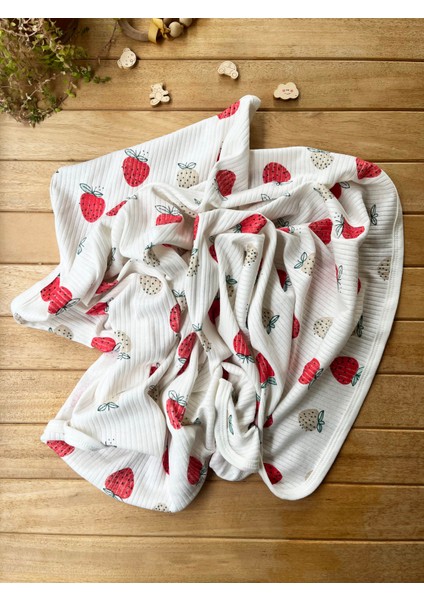 Naturel Çilek Pamuklu 80X95 cm Tek Kat Penye Bebek Battaniye