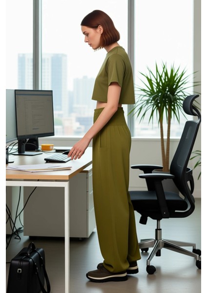 Kadin Viskoz Etnik Desenli Yüksek Bel Bol Kesim Pantolon Fonksiyonel Dayanıklı Kaliteli Şık