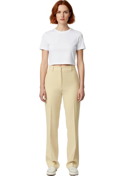 Kadın Yüksek Bel Düz Kesim Nervür Detaylı Dokuma Pantolon Fonksiyonel Dayanıklı Kaliteli Şık fırsatları