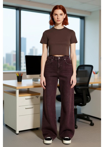 Kadın Wide Leg Denim Pantolon Yüksek Bel Fonksiyonel Dayanıklı Kaliteli Konforlu Estetik Şık modelleri