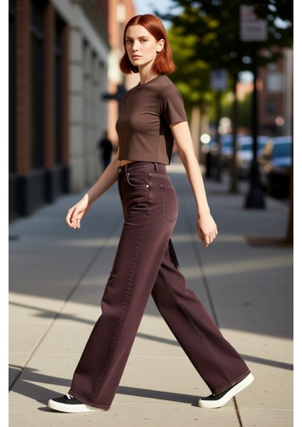 Kadın Wide Leg Denim Pantolon Yüksek Bel Fonksiyonel Dayanıklı Kaliteli Konforlu Estetik Şık indirimleri