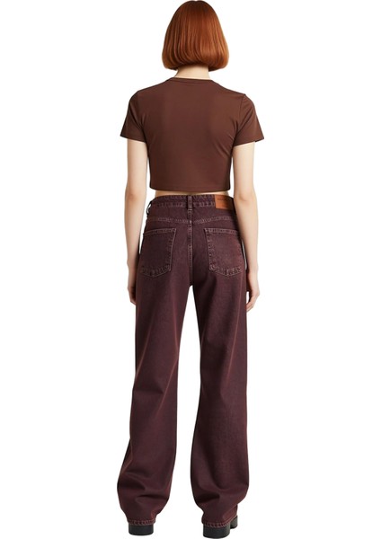 Kadın Geniş Paça Denim Pantolon Yüksek Bel Fonksiyonel Dayanıklı Kaliteli Konforlu Estetik indirimleri