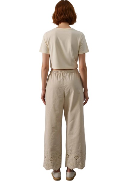 Kadın Poplin Geniş Paça Pantolon Yüksek Bel Fonksiyonel Dayanıklı Kaliteli Konforlu Modern indirimleri