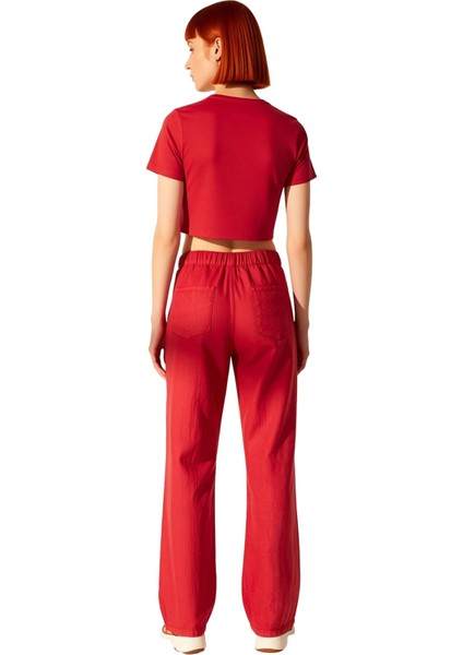 Kadın Yüksek Bel Geniş Paça Keten Pantolon Fonksiyonel Dayanıklı Kaliteli Konforlu Estetik indirimleri