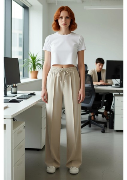 Kadın Geniş Paça Dokuma Pantolon Fonksiyonel Dayanıklı Kaliteli Konforlu Estetik Premium Şık fiyatları