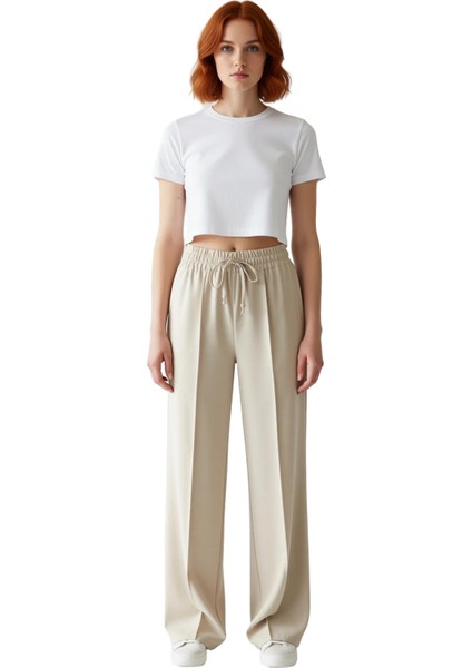 Kadın Geniş Paça Dokuma Pantolon Fonksiyonel Dayanıklı Kaliteli Konforlu Estetik Premium Şık fırsatları