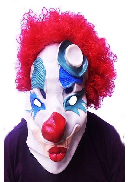 Kırmızı Renk Afro Bonus Peruklu Palyaço Lateks Et Maske fiyatları