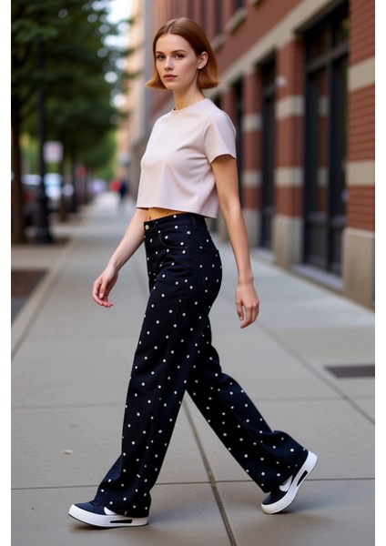 Genç Kadin Çiçek Baskili Wide Leg Jean Fonksiyonel Dayanıklı Kaliteli Konforlu Estetik Şık indirimleri