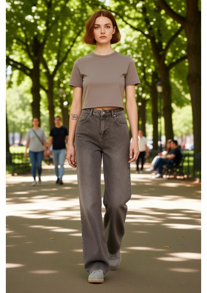 Kadın Wide Leg Jean Antrasit Vintage Yıkama Fonksiyonel Dayanıklı Kaliteli Konforlu Modern fiyatları