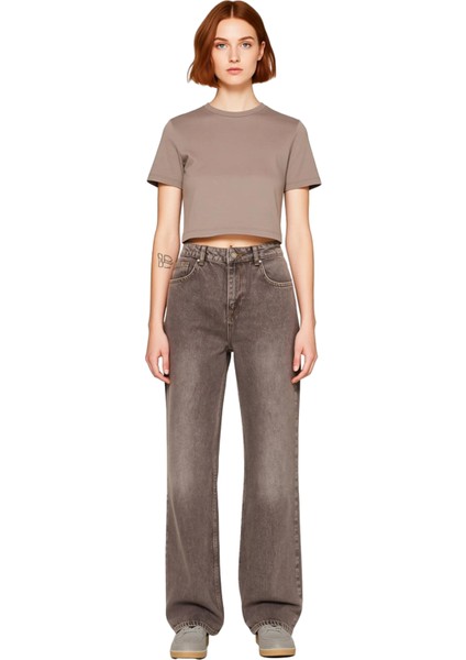 Kadın Wide Leg Jean Antrasit Vintage Yıkama Fonksiyonel Dayanıklı Kaliteli Konforlu Modern fırsatları