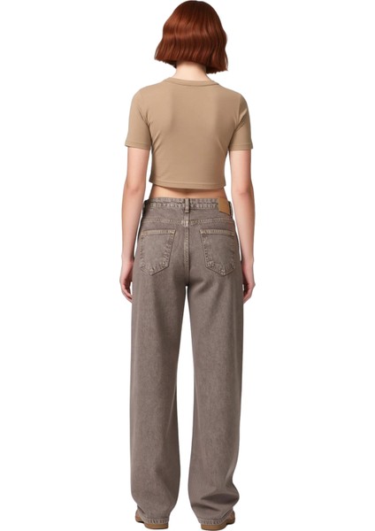 Kadın Wide Leg Jean Antrasit Vintage Yıkama Fonksiyonel Dayanıklı Kaliteli Konforlu Modern indirimleri