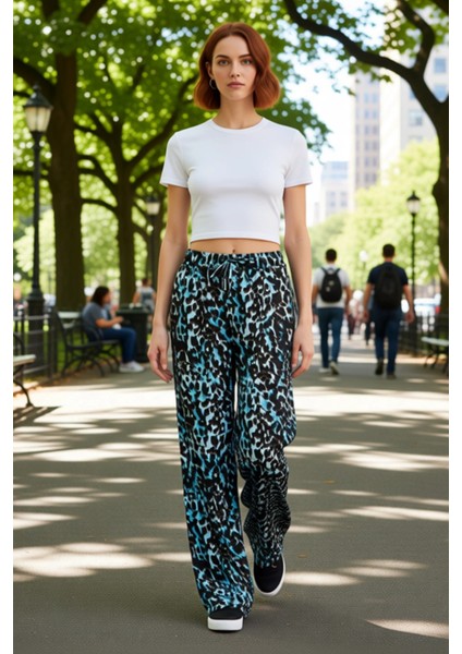 Kadın Leopar Desenli Yüksek Bel Geniş Paça Pantolon Fonksiyonel Dayanıklı Kaliteli Estetik fiyatları