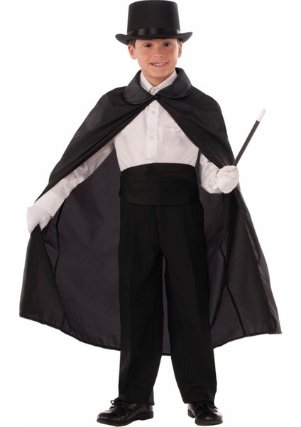 Sihirbaz Pelerini 90 cm ve Sihirbaz Şapkası Siyah Renk Çocuk Boy fiyatları