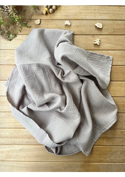 Bebekevi 90X90CM Organik 2 Katlı Bej Renk Müslin Battaniye %100 Pamuk Müslin
