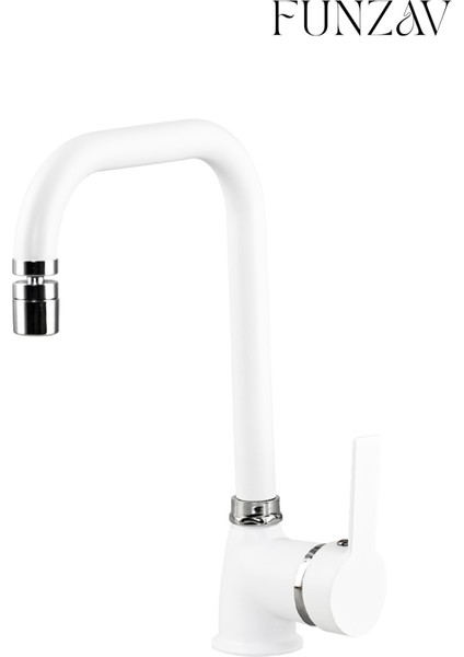 Lor Beyaz Mutfak Evye Bataryası Köşeli Modern Şık Dayanıklı Tasarım Mutfak Lavabo Bataryası