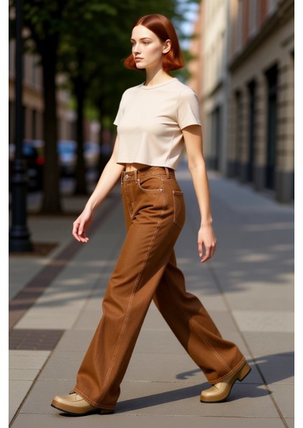 Kadın Wide Leg Denim Pantolon Yüksek Bel Fonksiyonel Dayanıklı Kaliteli Konforlu Estetik Şık indirimleri