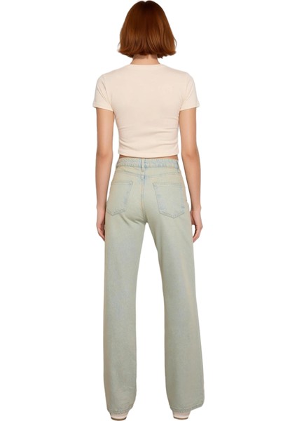 Kadın Vintage Geniş Paça Denim Pantolon Fonksiyonel Dayanıklı Kaliteli Konforlu Estetik Şık fiyatları