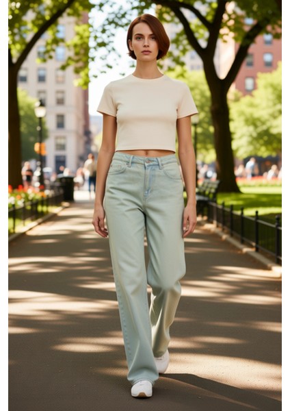 Kadın Vintage Geniş Paça Denim Pantolon Fonksiyonel Dayanıklı Kaliteli Konforlu Estetik Şık fırsatları