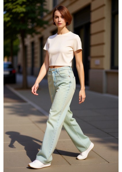 Kadın Vintage Geniş Paça Denim Pantolon Fonksiyonel Dayanıklı Kaliteli Konforlu Estetik Şık indirimleri