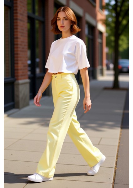 Kadın Cool & Comfort Wide Leg Tencel Jean Pantolon Fonksiyonel Dayanıklı Kaliteli Konforlu indirimleri