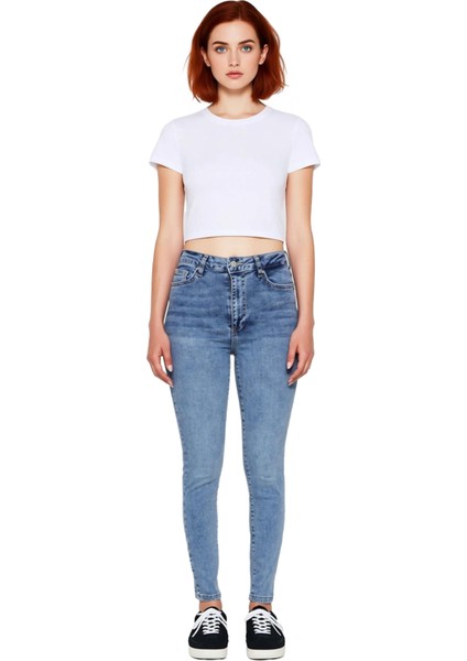 Kadın Yüksek Bel Esnek Skinny Jean Fonksiyonel Dayanıklı Kaliteli Konforlu Estetik Premium