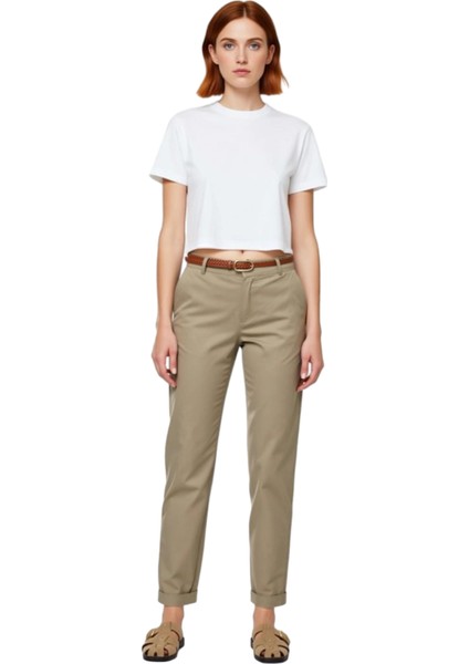 Kadın Haki Cigarette Kesim Gabardin Pantolon Fonksiyonel Dayanıklı Kaliteli Konforlu Rahat fırsatları