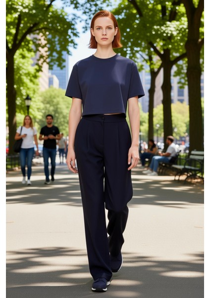 Kadın Yüksek Bel Düz Kesim Poliviskon Kumaş Pantolon Fonksiyonel Dayanıklı Kaliteli Modern fiyatları