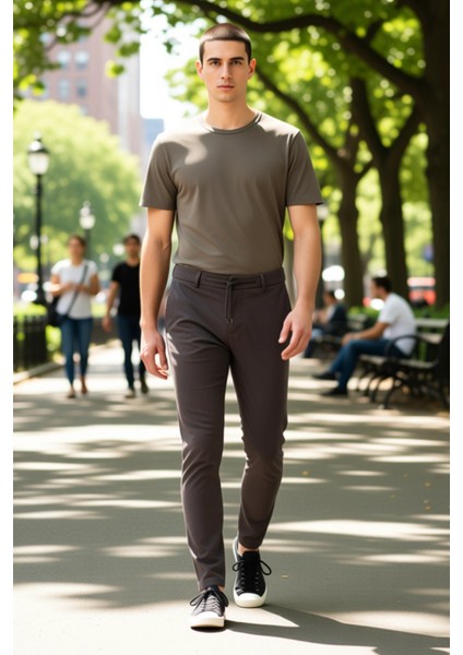 Erkek Koyu Kahve Düz Dokulu Regular Fit Pantolon Fonksiyonel Dayanıklı Kaliteli Konforlu Şık fiyatları