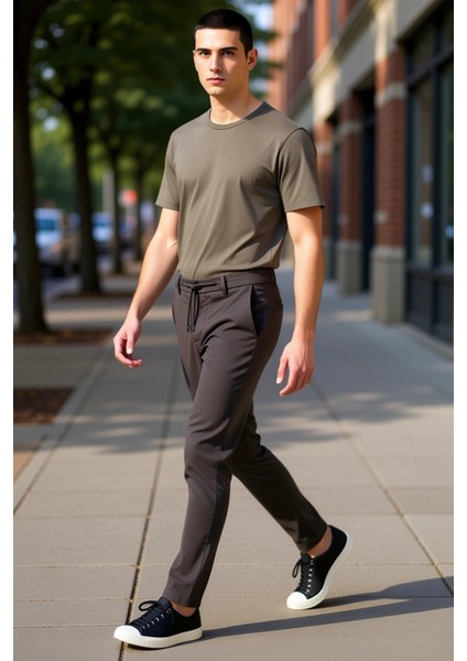 Erkek Koyu Kahve Düz Dokulu Regular Fit Pantolon Fonksiyonel Dayanıklı Kaliteli Konforlu Şık modelleri