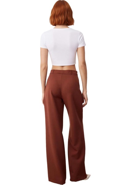 Kadın Haki Yüksek Bel Geniş Paça Dokuma Pantolon Fonksiyonel Dayanıklı Kaliteli Konforlu Şık indirimleri