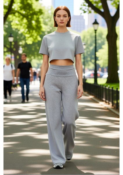 Kadın Wide Leg Yüksek Bel Pamuklu Pantolon Antrasit Fonksiyonel Dayanıklı Kaliteli Estetik fiyatları