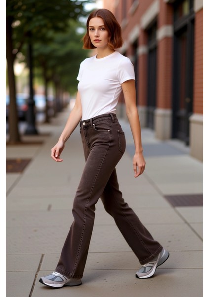 Kadın Yüksek Bel Flare Denim Pantolon Cool & Comfort Fonksiyonel Dayanıklı Kaliteli Modern