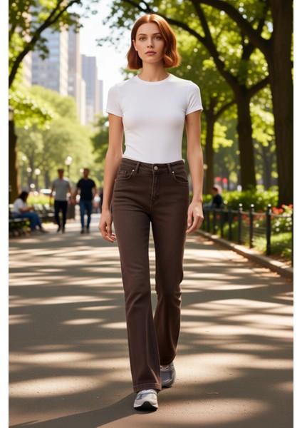 Kadın Yüksek Bel Flare Denim Pantolon Cool & Comfort Fonksiyonel Dayanıklı Kaliteli Modern modelleri