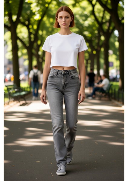 Kadın Açık Yüksek Bel Flare Denim Pantolon Fonksiyonel Dayanıklı Kaliteli Konforlu Estetik fırsatları