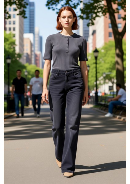 Kadın Normal Bel Bol Paça Denim Pantolon Fonksiyonel Dayanıklı Kaliteli Konforlu Estetik Şık fiyatları