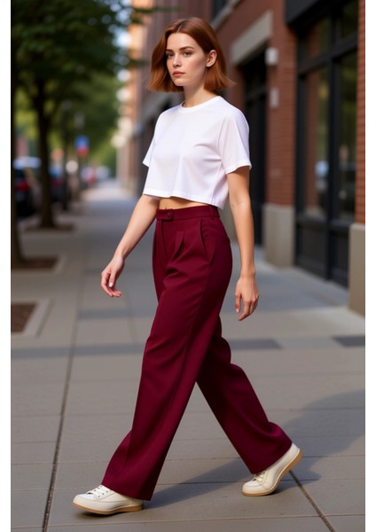 Kadın Wide Leg Dokuma Kumaş Pantolon Fonksiyonel Dayanıklı Kaliteli Konforlu Estetik Rahat modelleri