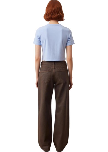 Kadın Deri Görünümlü Wide Leg Jean Pantolon Fonksiyonel Dayanıklı Kaliteli Konforlu Modern indirimleri