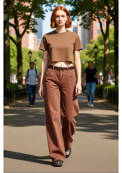 Kadın Wide Leg Düşük Bel Kot Pantolon Kemerli Fonksiyonel Dayanıklı Kaliteli Konforlu Spor fiyatları