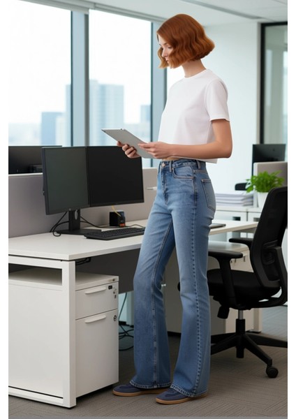 Kadın Comfort Esnek Flare Denim Pantolon Fonksiyonel Dayanıklı Kaliteli Konforlu Estetik Şık