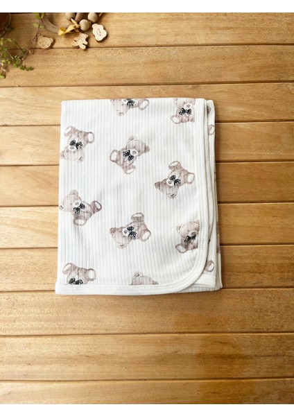 Naturel Ayıcık Pamuklu 80×95 cm Tek Kat Penye Bebek Battaniye fiyatları