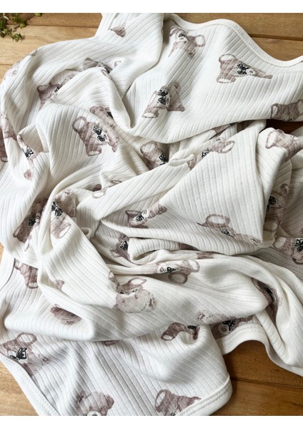 Naturel Ayıcık Pamuklu 80×95 cm Tek Kat Penye Bebek Battaniye modelleri