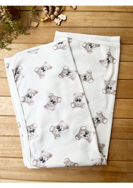 Naturel Ayıcık Pamuklu 80×95 cm Tek Kat Penye Bebek Battaniye indirimleri