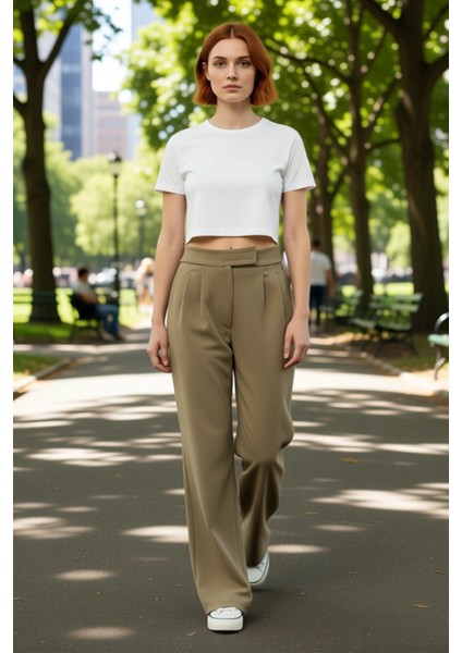 Kadın Pileli Wide Leg Pantolon Yüksek Bel Fonksiyonel Dayanıklı Kaliteli Konforlu Estetik Şık fiyatları