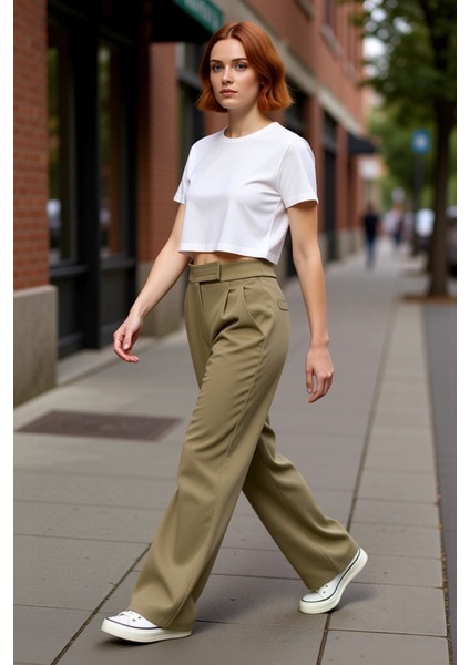 Kadın Pileli Wide Leg Pantolon Yüksek Bel Fonksiyonel Dayanıklı Kaliteli Konforlu Estetik Şık modelleri