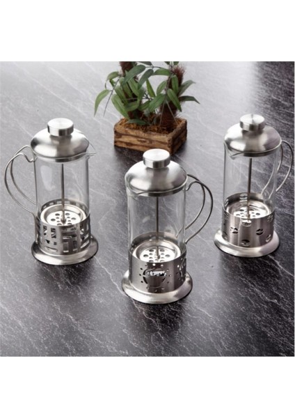 Çelik Kulplu Cam French Press - 350 ml