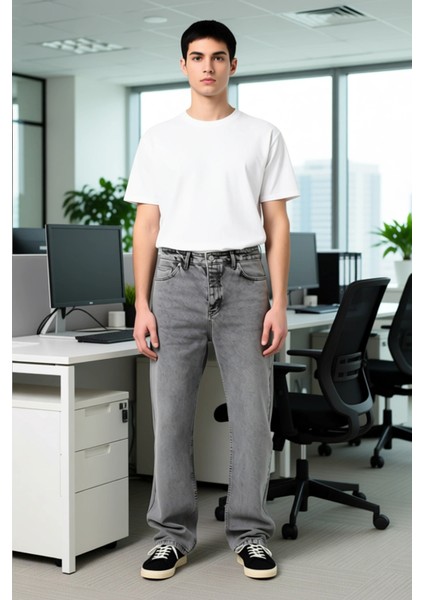 Erkek Bol Kesim Denim Pantolon Normal Bel Fonksiyonel Dayanıklı Kaliteli Konforlu Estetik Şık fiyatları