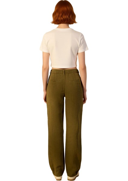 Kadın Yüksek Bel Geniş Paça Keten Pantolon Fonksiyonel Dayanıklı Kaliteli Konforlu Estetik fiyatları